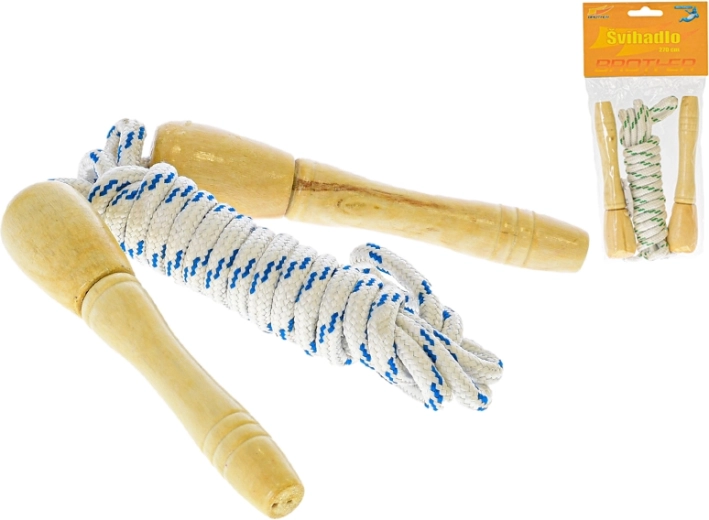 Corda per saltare 270 cm con manici in legno, 2 colori