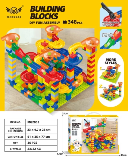 Costruzione colorata pista per biglie 348 pezzi