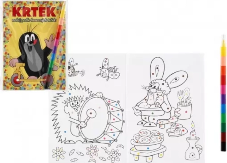 Libricini da colorare Talpa A5 - Dipingi secondo i puntini colorati con pastelli a cera
