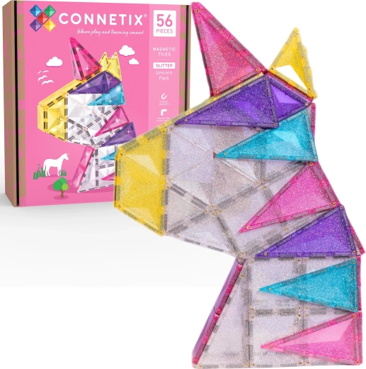 Costruzioni magnetiche CONNETIX Glitter Unicorn Pack 56 pezzi