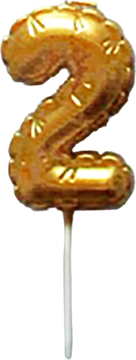 Candela per torta numero 2 oro 6 cm