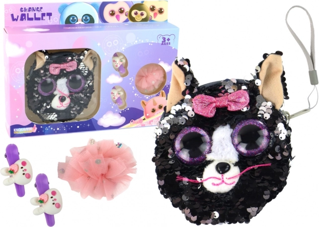 Set per ragazze con mollette e portafoglio Gattina