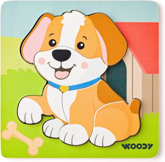 Woody Baby puzzle a incastro in legno cagnolino su tavoletta (5 pezzi) - 1 pezzo