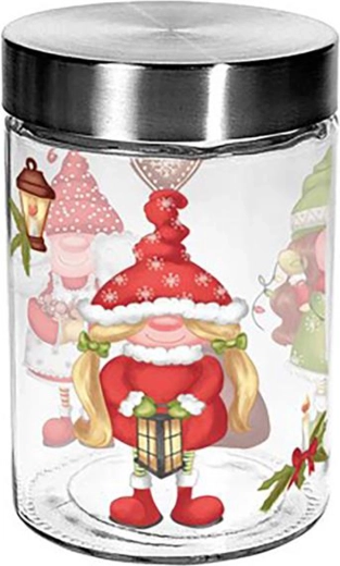 Barattolo in vetro per biscotti TORO 1100 ml con motivo elfi