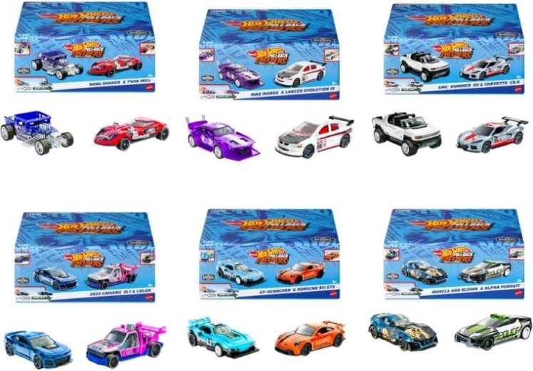 Hot Wheels auto pull-back confezione da 2 1:43