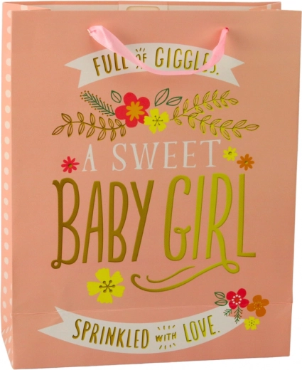 Borsa regalo per nascita per bambina 32 x 26 x 12 cm