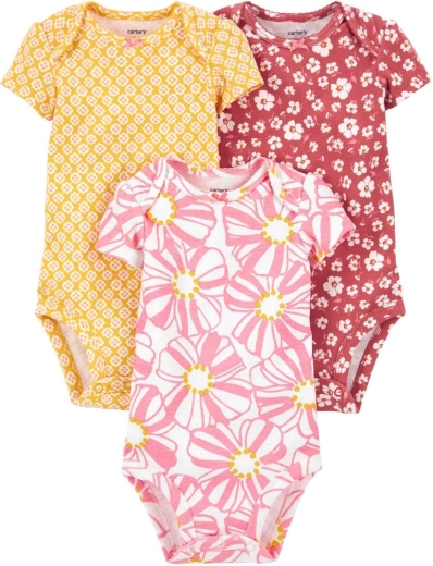 Body da bambina Carter's a manica corta pink/yellow, 3 pz – NB/ tg. 56