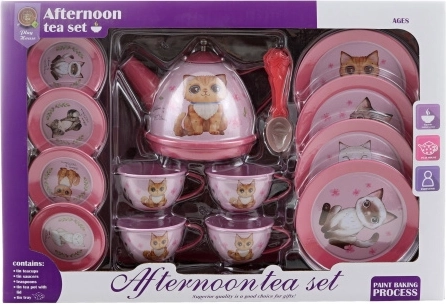 Set da tè in latta con gattini