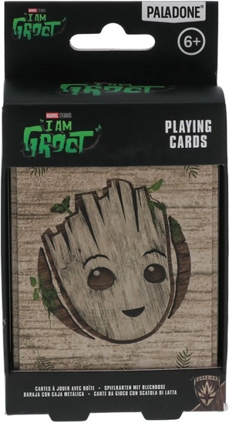 Carte da gioco Groot in scatola di latta