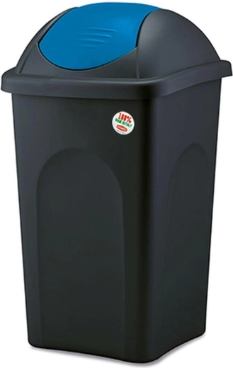 Pattumiera basculante MULTIPAT 60 l, coperchio nero-blu