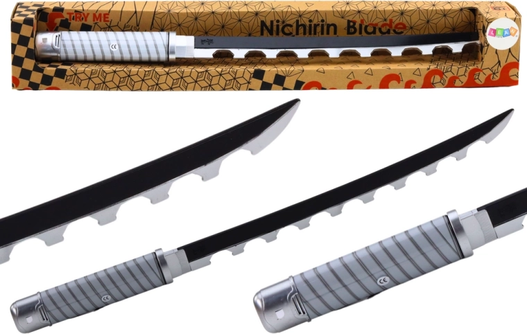 Spada samurai per bambini Nichirin a batteria con effetti sonori – nera