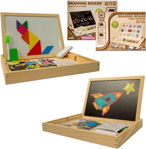 Lavagna educativa multifunzionale in legno 2in1 - 1 pezzo