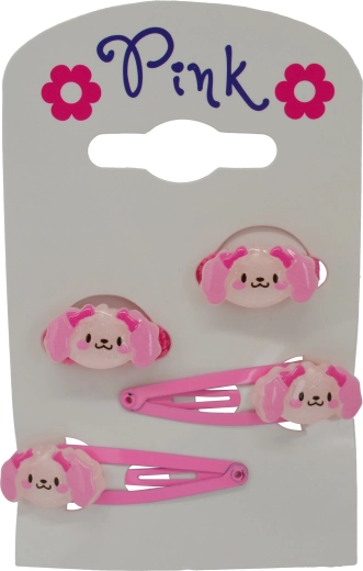 Accessori per capelli Cagnolino – set da 4 pezzi (2 mollette, 2 elastici)