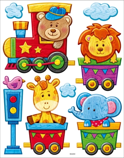 Adesivi decorativi da parete Trenino con animaletti