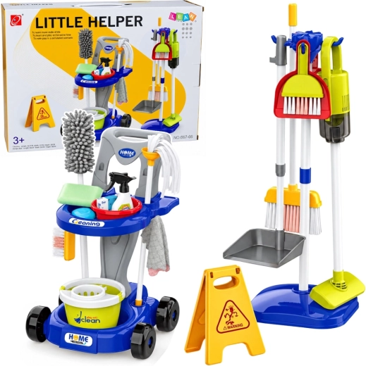 Set per la pulizia per bambini con carrello e aspirapolvere, 29 pezzi