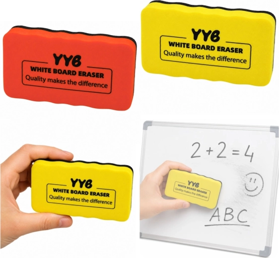 Cancellino magnetico per lavagna cancellabile a secco in schiuma e feltro giallo 10,5 cm - 1 pezzo
