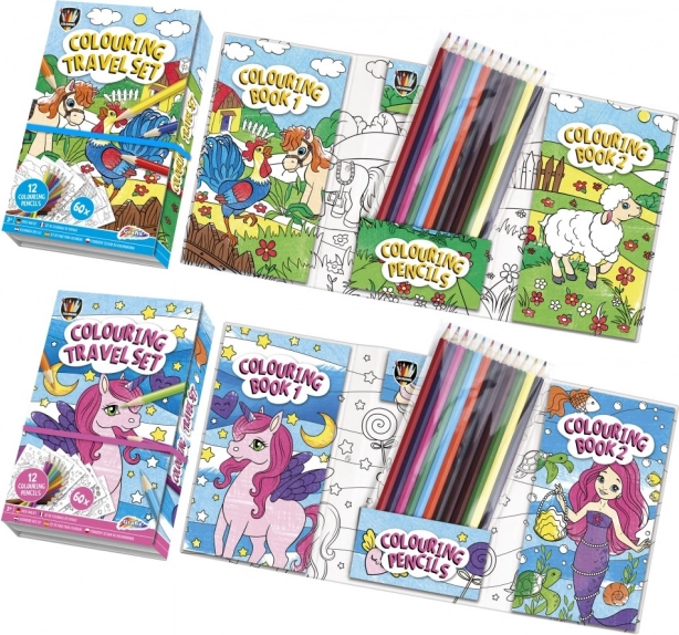 Album da colorare con 12 pastelli in pratico astuccio