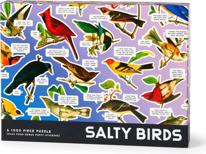 Puzzle Galison Salty Birds da 1000 pezzi con adesivi 3D bonus