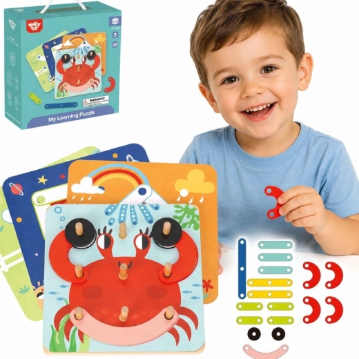 Mosaico in legno e puzzle da infilare 30 pezzi Tooky Toy