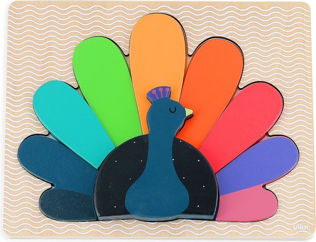 Puzzle in legno ad incastro Pavone di Vilac