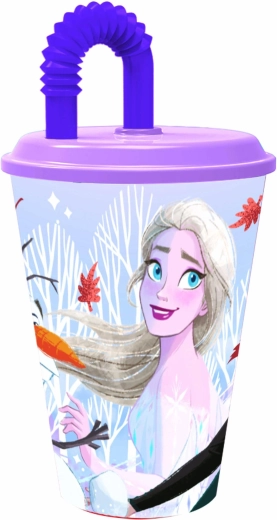 Bicchiere con cannuccia Frozen 430 ml in plastica