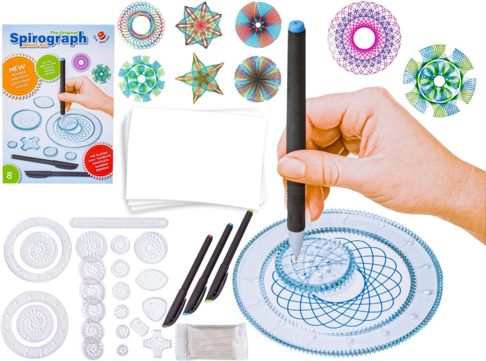 Spirografo – set creativo per disegnare con stencil e pennarelli