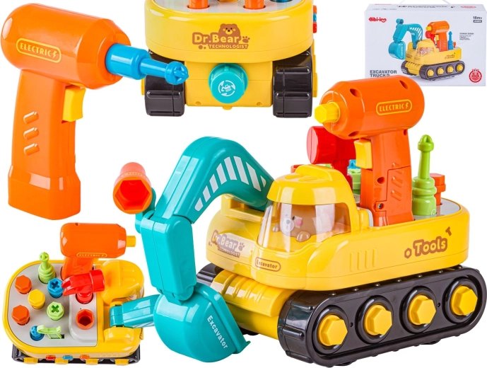 Escavatore per bambini smontabile con cacciavite elettrico e attrezzi - 1 pezzo