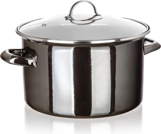 Pentola smaltata con coperchio in vetro 26 cm 6 l Metallic Black