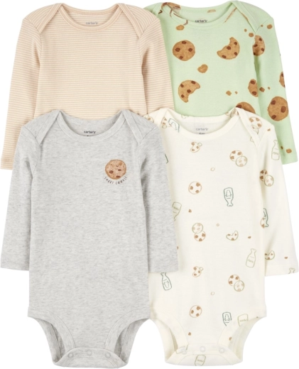 Carter's body neonato a maniche lunghe Milk & Cookies, 4 pz, taglia 56