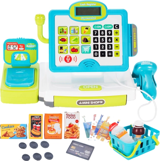 Cassa giocattolo con pannello touch e scanner