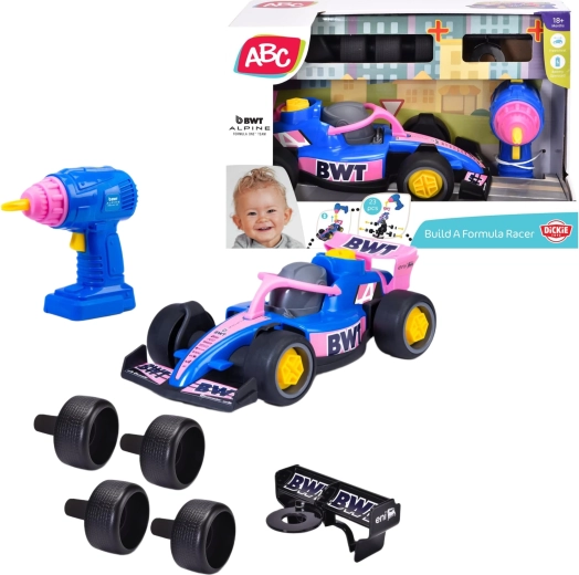 Dickie Toys ABC Build A auto da corsa BWT Alpine con avvitatore elettrico
