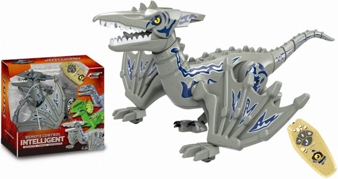 Dinosauro telecomandato grigio con ali
