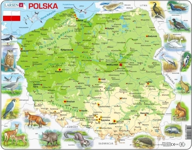 Mappa fisica Polonia Larsen - 1 pezzo
