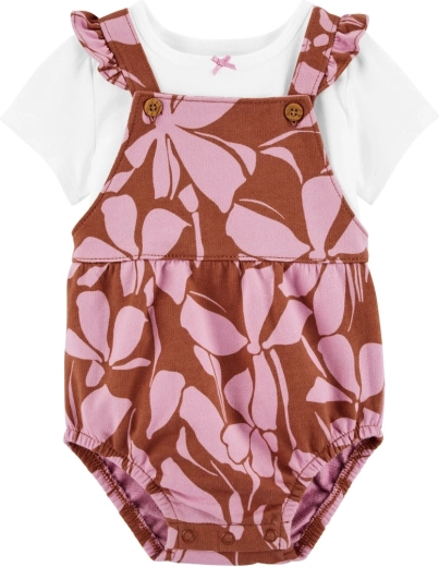 CARTER'S set 2 pezzi: maglietta a maniche corte e salopette con motivo floreale – 6m