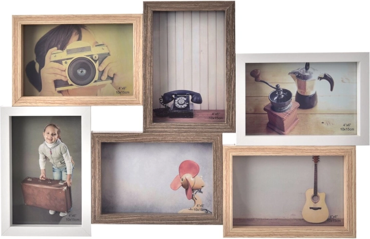 Portafoto in legno per 6 foto 50 × 32 cm