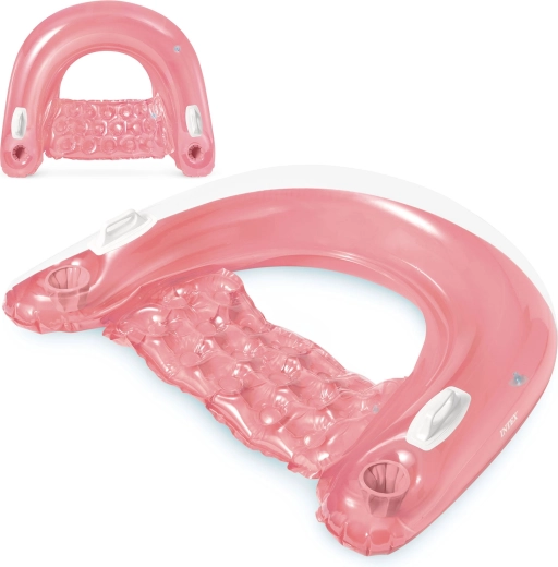 Poltrona galleggiante gonfiabile con portabicchieri rosa INTEX 147 × 99 cm