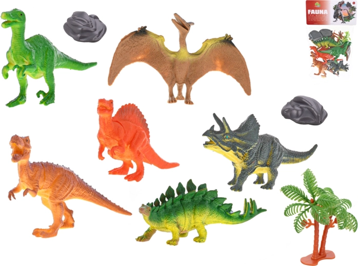 Set di dinosauri 12–13 cm, 6 pezzi con accessori in sacchetto