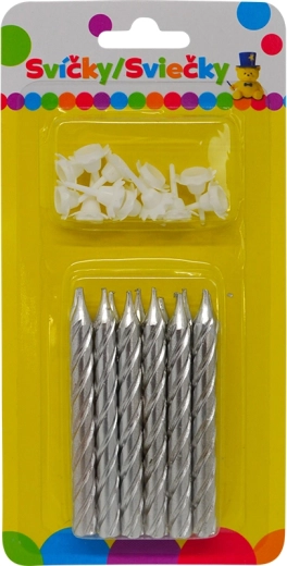 Candela jumbo per compleanno, argento metallizzato con glitter