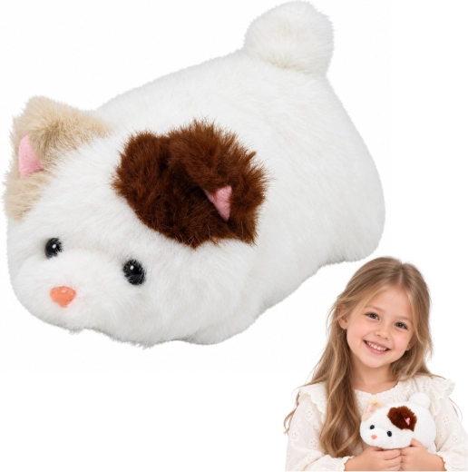 Gattina di peluche da coccolare bianca 16 cm