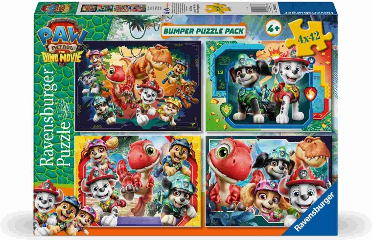 Ravensburger Paw Patrol: Il film dei dinosauri, puzzle 4 x 42 pezzi