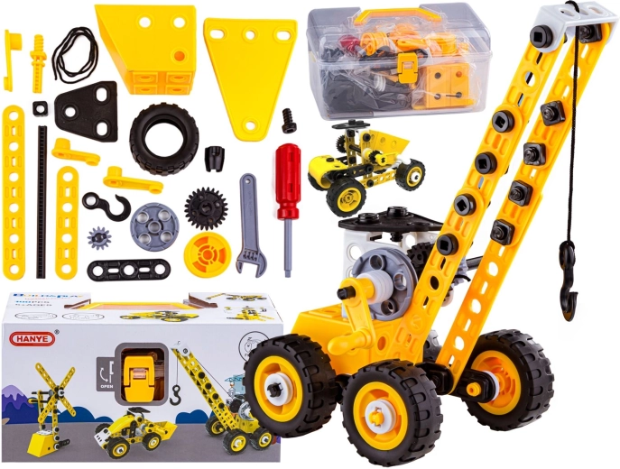 Set di costruzioni 8 in 1 – macchine e veicoli da cantiere da avvitare