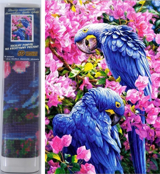 Kit per diamond painting - pappagalli blu
