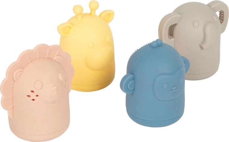 Set di giocattoli in silicone per l’acqua small foot (leone, elefante, giraffa, scimmietta)