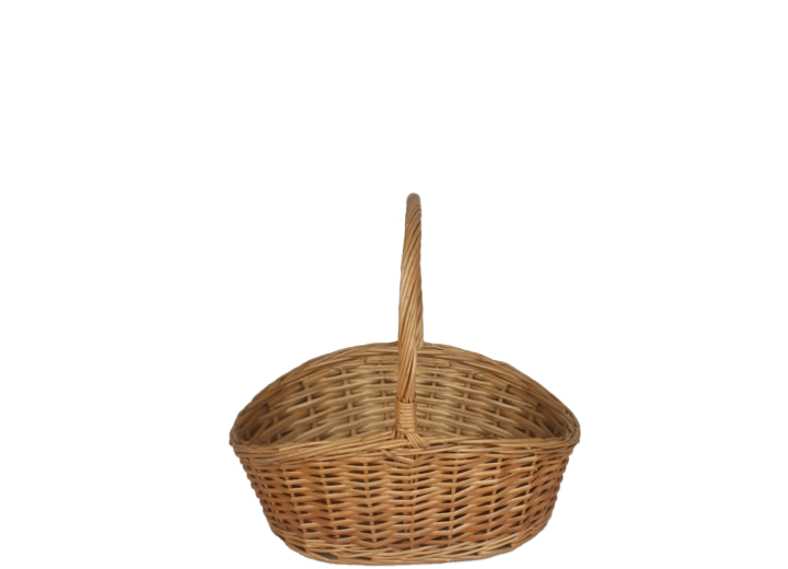 Cestino ovale in vimini naturale con manico 28 × 21 × 12/25 cm