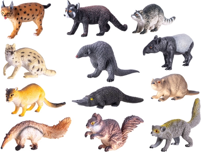 Set di figurine in plastica di animali dei boschi 13–16 cm, 12 pezzi