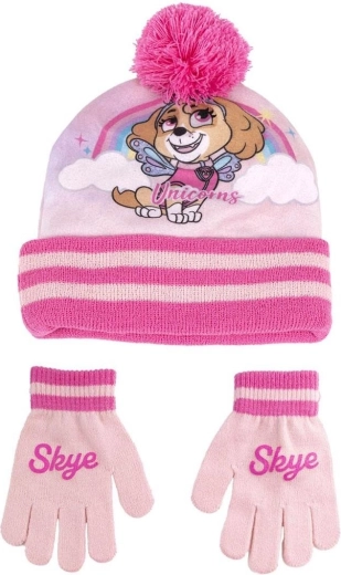 Set cappello e guanti Paw Patrol rosa, taglia 53 - 1 pezzo