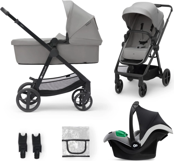 Passeggino combinato 3in1 Kinderkraft Newly moonlight grey con seggiolino auto Mink PRO