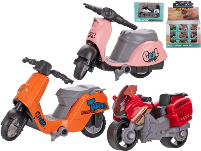 Motocicletta in metallo 1:64 a ruota libera, 7 cm