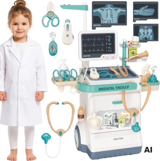 Woopie carrello medico piccolo dottore con EKG, suono e luce - 1 pezzo