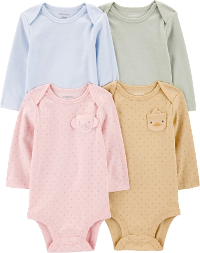 Carter's body per neonata a maniche lunghe, set 4 pezzi, taglia 56
